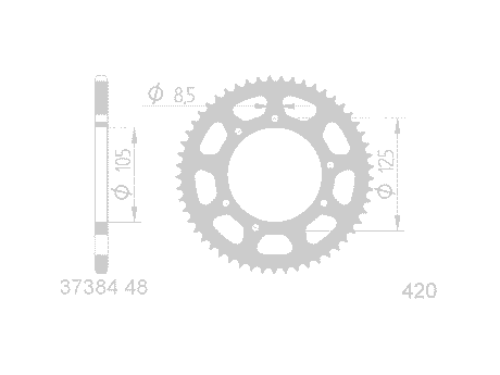 Bakdrev Svart 48T 420 Derbi, Aprilia, MH, Rieju, Malaguti, Yamaha