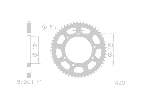 Bakdrev Svart 71T 420 Derbi, Aprilia, MH, Rieju, Malaguti, Yamaha